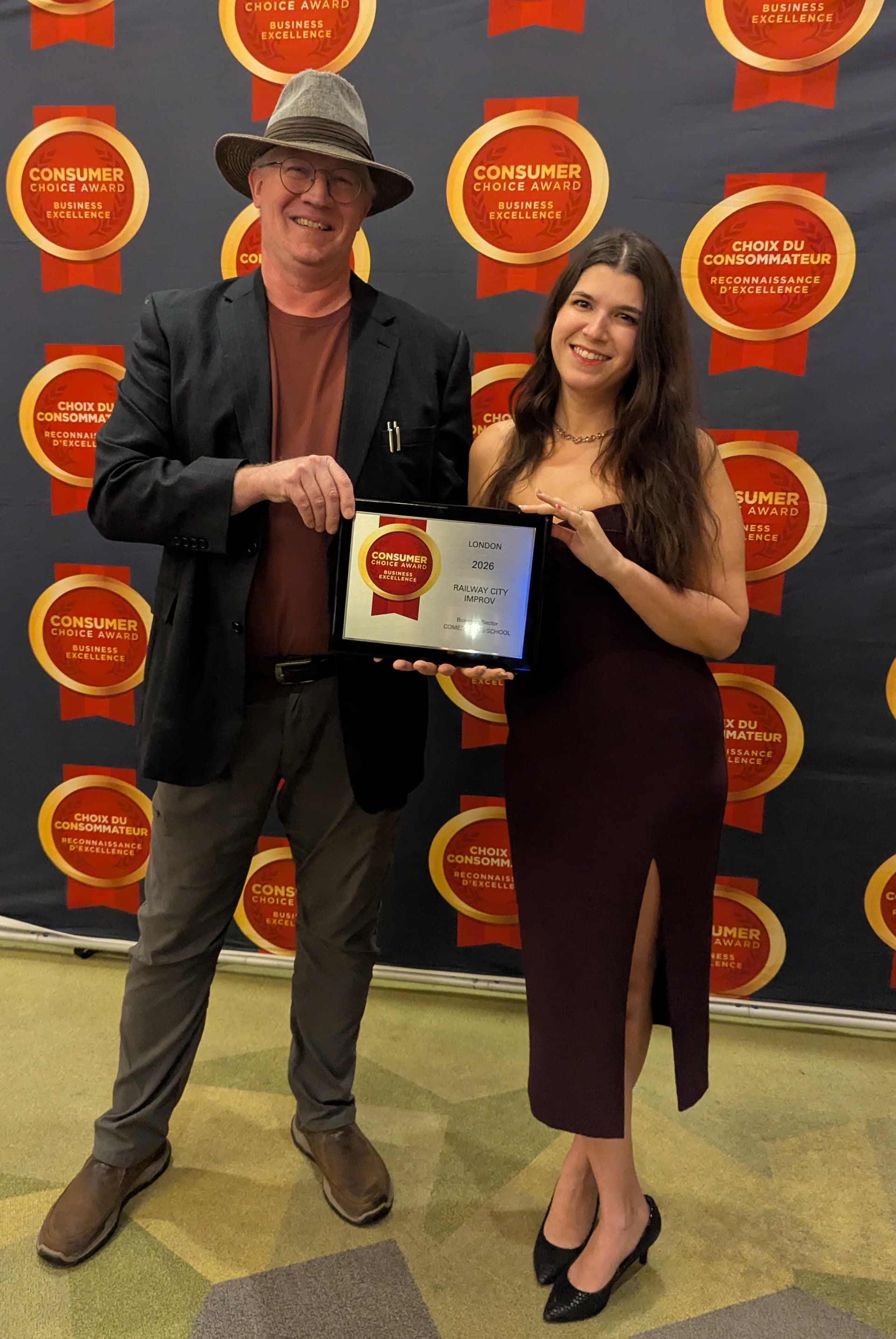 Railway City Improv receiving a Consumer Choice Award